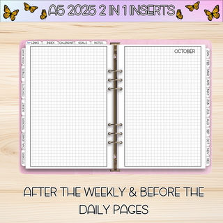 A5 Rings 2 in 1    OCTOBER 2025 DATED Planner Inserts