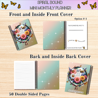Monthly Mini Planners    MOTIVATIONAL ARTWORK  Spiral Bound Notebook Planners