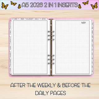 A5 Rings 2 in 1  MAY 2026 DATED Planner Inserts