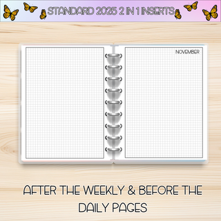STANDARD 2 in 1     NOVEMBER 2025 DATED Planner Inserts