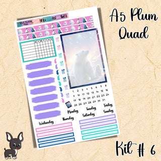 Kit # 6      A5 Plum Paper Quad Weekly