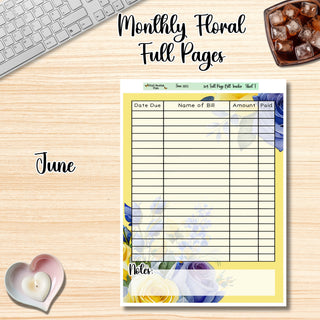 Floral Budget Full Page Bill Tracker June