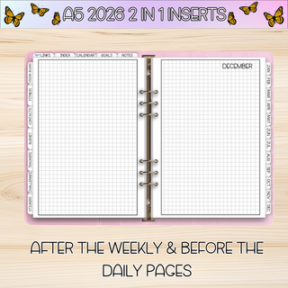 A5 Rings 2 in 1 DECEMBER 2026 DATED Planner Inserts