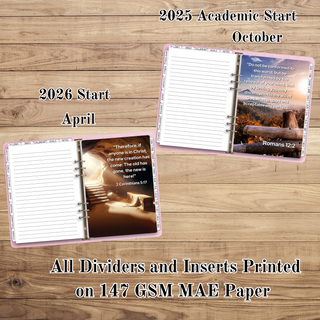 A5 RINGS  FAITH Monthly Dividers and Monthly Inserts      MAE Planner Inserts