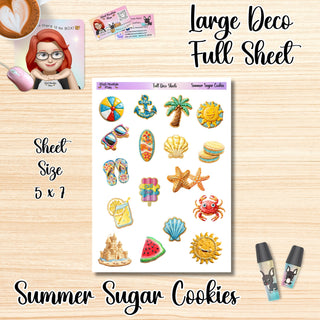 SUMMER SUGAR COOKIES Full Size Sheet of Deco Stickers