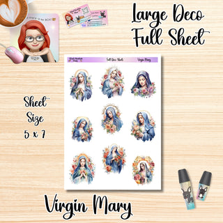 VIRGIN MARY Full Size Sheet of Larger Size Deco Stickers