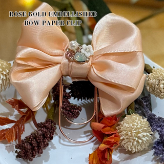 Rose Gold Embellished Bow Planner Paper Clips
