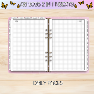 A5 Rings 2 in 1     AUGUST 2025 DATED Planner Inserts