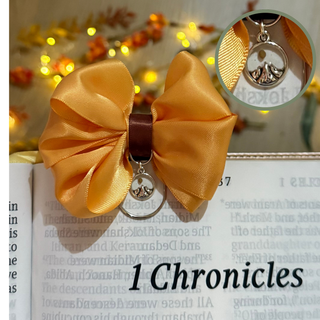Silver Faith of a Mustard Seed Charm Triple Layer Satin Bow Planner Clip