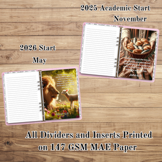 A5 RINGS  FAITH Monthly Dividers and Monthly Inserts      MAE Planner Inserts