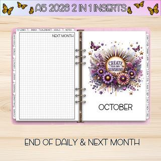 A5 Rings 2 in 1  SEPTEMBER 2026 DATED Planner Inserts