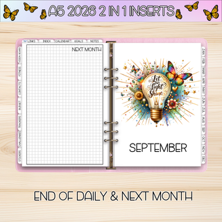 A5 Rings 2 in 1  AUGUST 2026 DATED Planner Inserts