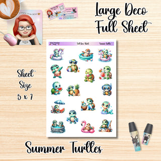 SUMMER TURTLES Full Size Sheet of Deco Stickers