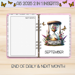 A5 Rings 2 in 1     AUGUST 2025 DATED Planner Inserts