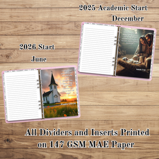 A5 RINGS  FAITH Monthly Dividers and Monthly Inserts      MAE Planner Inserts