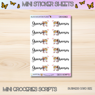 GROCERIES  Mini Deco Script Sticker Sheets