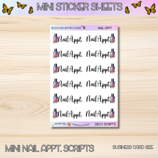 NAIL APPT.  Mini Deco Script Sticker Sheets