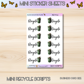 RECYCLE  Mini Deco Script Sticker Sheets