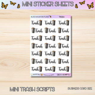 TRASH  Mini Deco Script Sticker Sheets