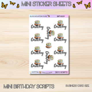 BIRTHDAY  Mini Deco Script Sticker Sheets